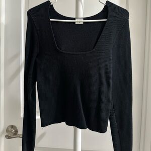 abercrombie fitch long sleeve ottoman squareneck top black